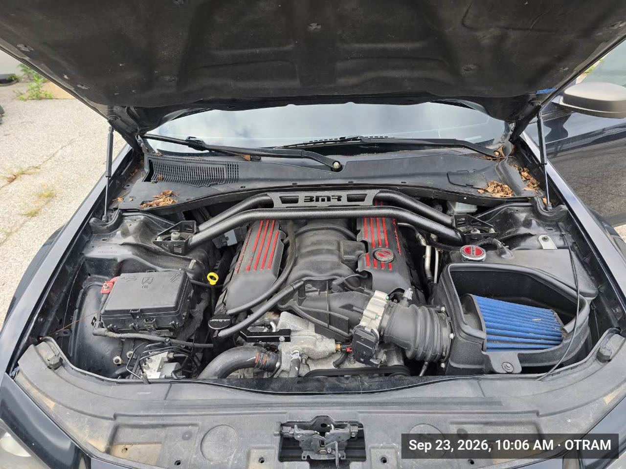 Open engine bay photographed during a real OTRAM inspection